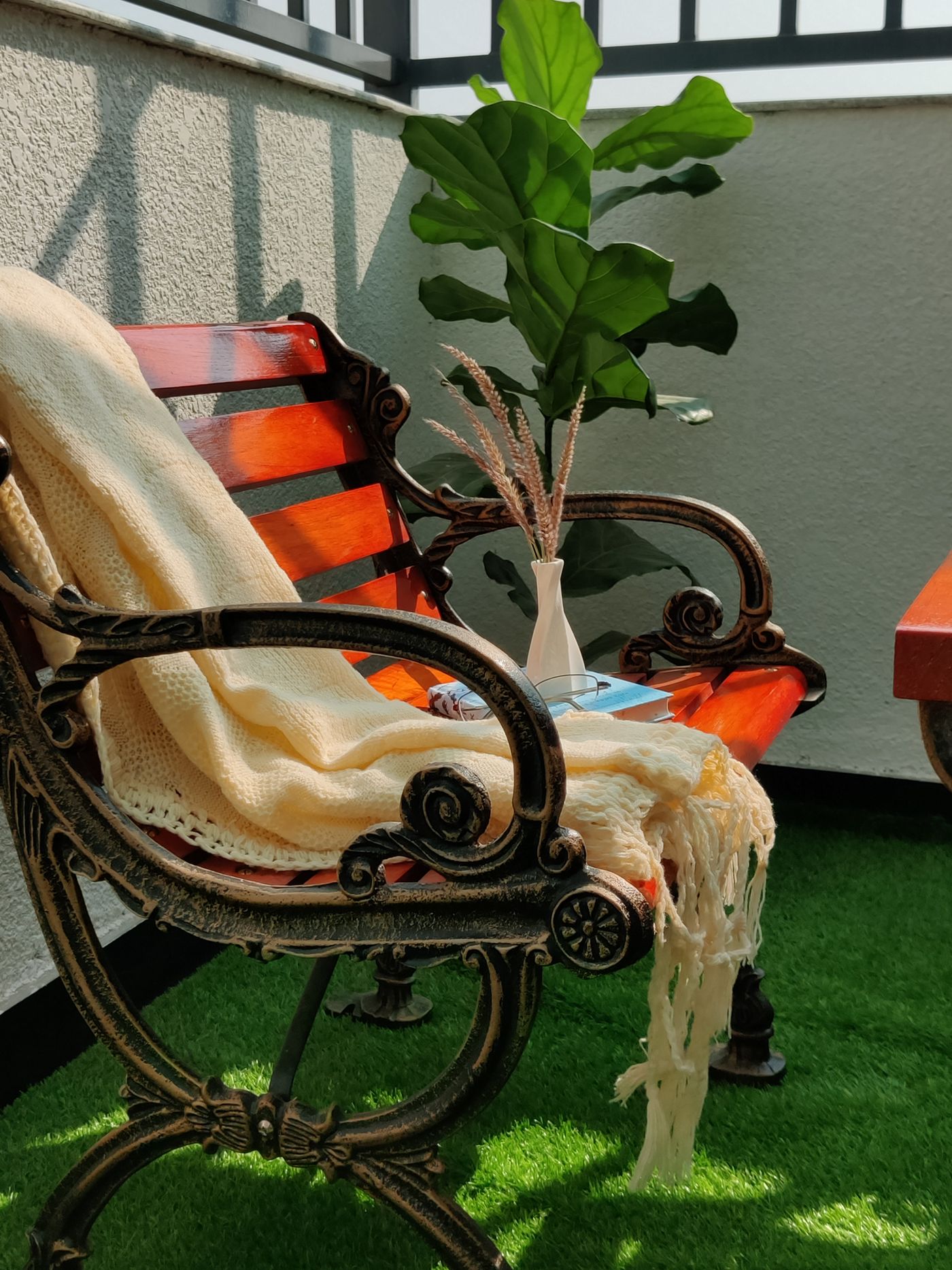 Blanket on a balcony chair