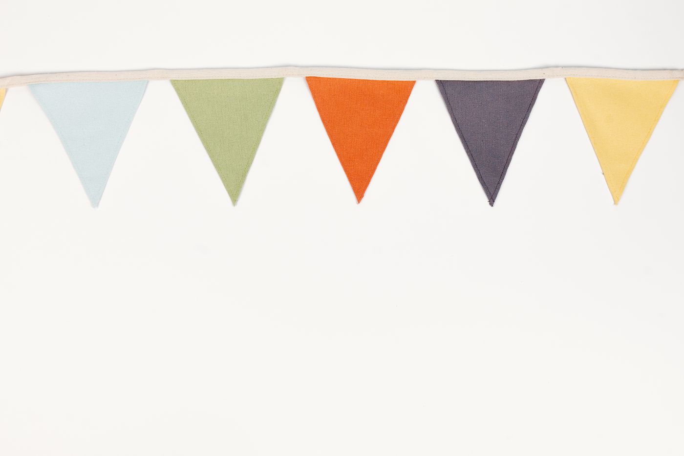 A garland of fabric pennants